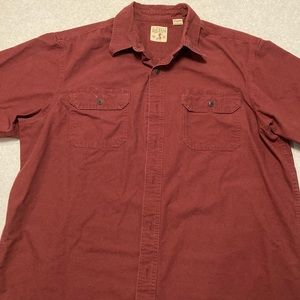 Mens RedHead XXL burgundy short sleeve button up shirt
